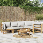 Loungeset 6-delig bamboe lichtgrijs