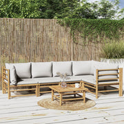 Loungeset 6-delig bamboe lichtgrijs