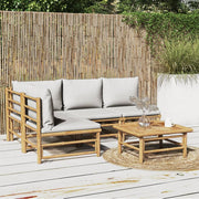 Loungeset 5-delig bamboe lichtgrijs