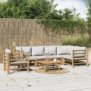 Loungeset bamboe 7-delig lichtgrijs