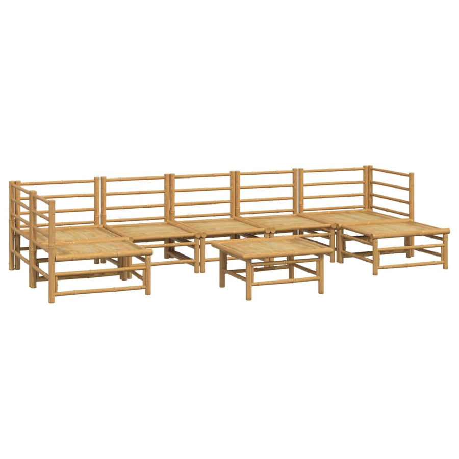 8-Delige Loungeset Met Kussens Bamboe Lichtgrijs 2x hoek + 4x midden + voetensteun + Tafel