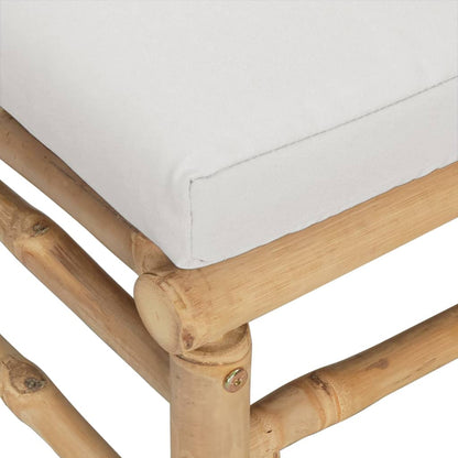 8-Delige Loungeset Met Kussens Bamboe Lichtgrijs 2x hoek + 4x midden + voetensteun + Tafel