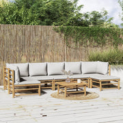Loungeset 8-delig bamboe lichtgrijs