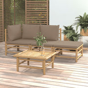 Loungeset 4-delig bamboe taupe