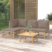 Loungeset 5-delig bamboe taupe