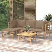 Loungeset 5-delig bamboe taupe