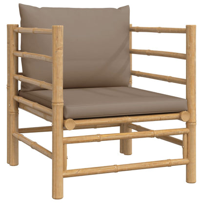 7-Delige Loungeset Met Kussens Bamboe Taupe 2x corner + 2x middle + chair + footrest + table