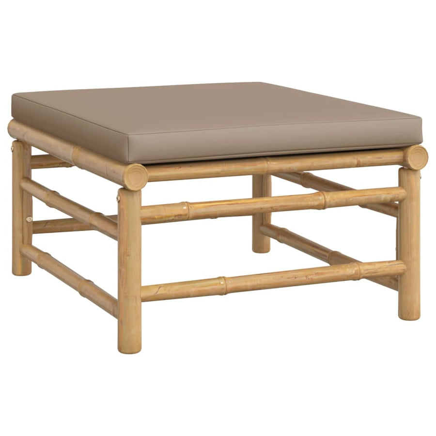 7-Delige Loungeset Met Kussens Bamboe Taupe 2x corner + 2x middle + chair + footrest + table