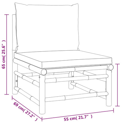 7-Delige Loungeset Met Kussens Bamboe Taupe 2x corner + 2x middle + chair + footrest + table