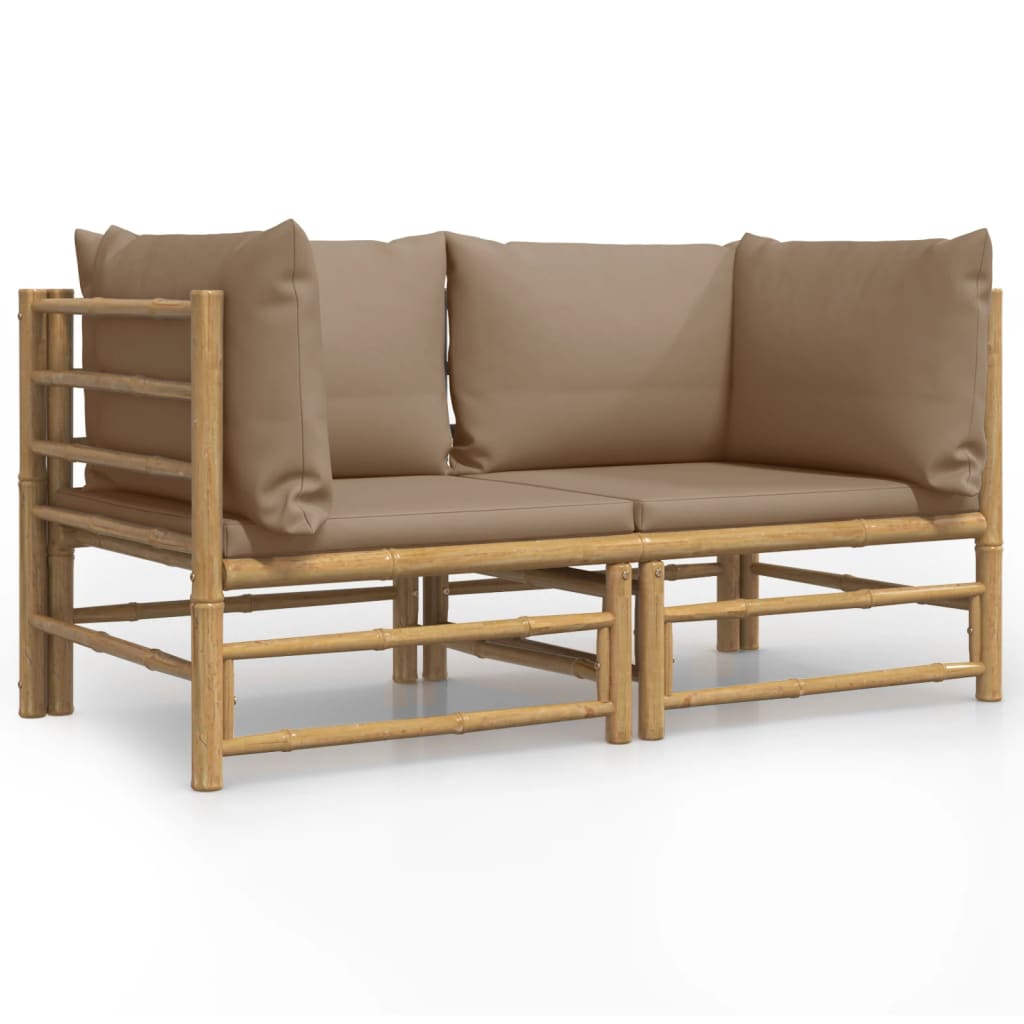 Tuinhoekbanken 2 St Met Kussens Bamboe Taupe Hoekbank (2 st)