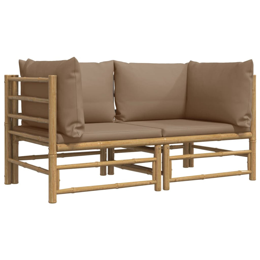 Tuinhoekbanken 2 St Met Kussens Bamboe Taupe Hoekbank (2 st)