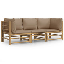 3-Delige Loungeset Met Kussens Bamboe Taupe 2x hoek + midden