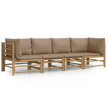 4-Delige Loungeset Met Kussens Bamboe Taupe 2x hoek + 2x midden