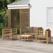 Loungeset 5-delig bamboe taupe