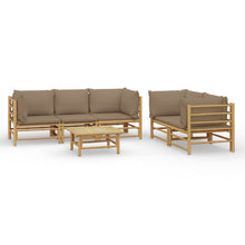 6-Delige Loungeset Met Kussens Bamboe Taupe 4x hoek + midden + Tafel