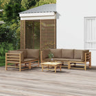 Loungeset 6-delig bamboe taupe