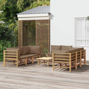 Loungeset 9-delig bamboe taupe