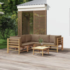 Loungeset 6-delig bamboe taupe