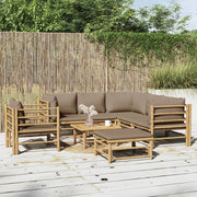 Loungeset 8-delig bamboe taupe