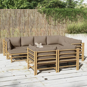 Loungeset 10-delig bamboe taupe