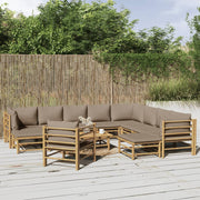 Loungeset 12-delig bamboe taupe