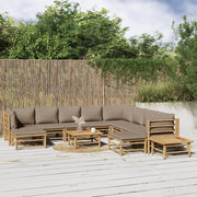 Loungeset 12-delig bamboe taupe