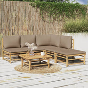 Loungeset 6-delig bamboe taupe