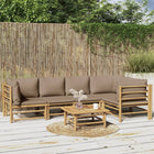 Loungeset 6-delig bamboe taupe