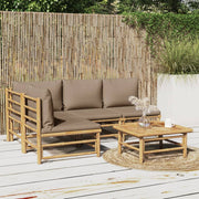 Loungeset 5-delig bamboe taupe