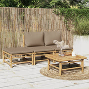 Loungeset 4-delig bamboe taupe