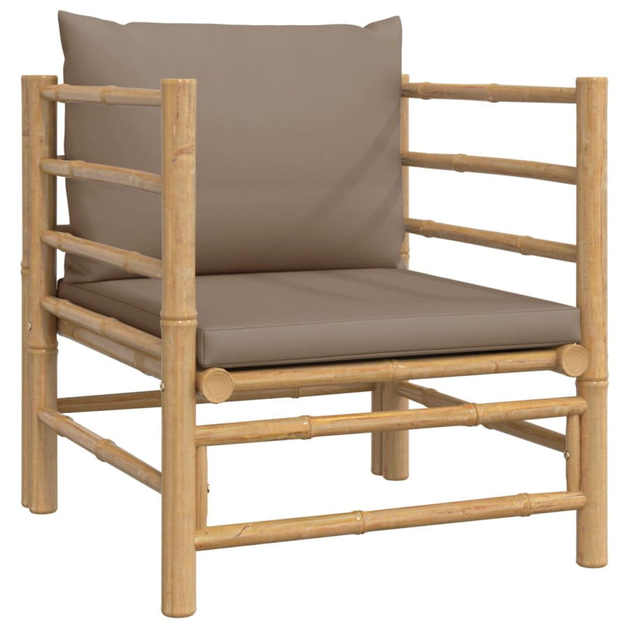 7-Delige Loungeset Met Kussens Bamboe Taupe 3x corner + 2x middle + table + chair