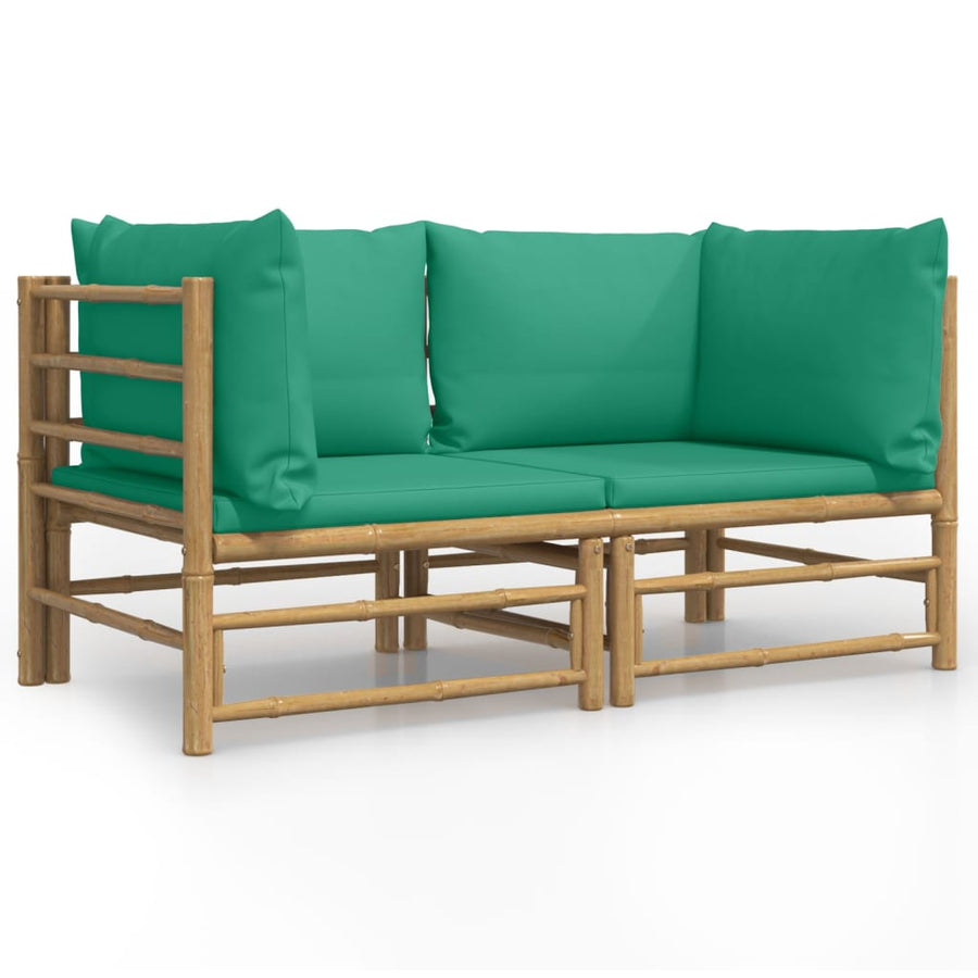Tuinhoekbanken 2 St Met Kussens Bamboe Groen Hoekbank (2 st)