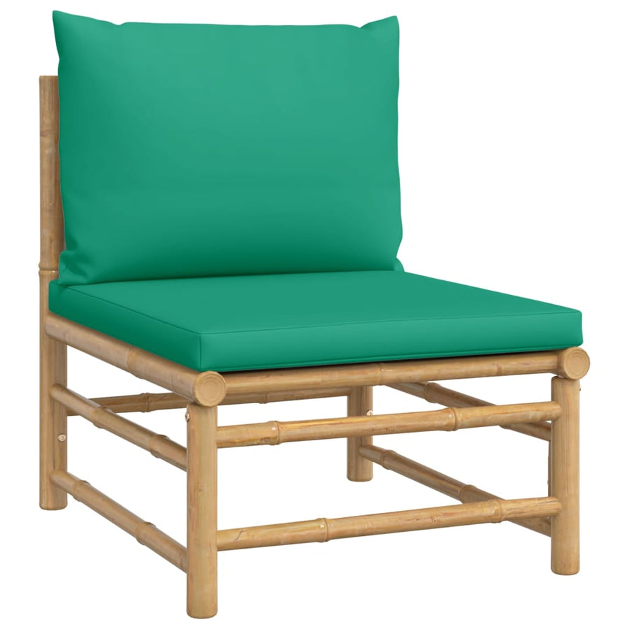 6-Delige Loungeset Met Kussens Bamboe Groen 4x hoek + midden + Tafel