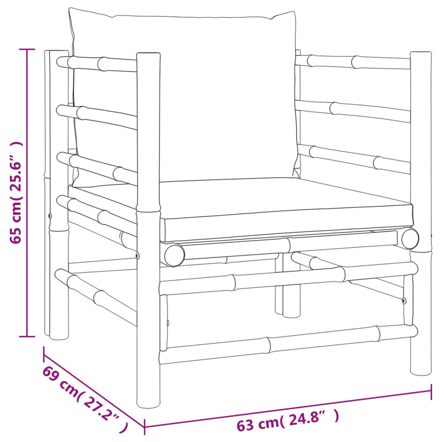 8-Delige Loungeset Met Kussens Bamboe Groen 3x corner + 2x middle + chair + footrest + table
