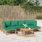 7-Delige Loungeset Met Kussens Bamboe Groen 2x hoek + 2x midden + 2x voetensteun + Tafel