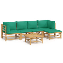 6-Delige Loungeset Met Kussens Bamboe Groen 2x hoek + 2x midden + Tafel + voetensteun