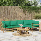 6-piece Lounge Set with Cushions Bamboo Green