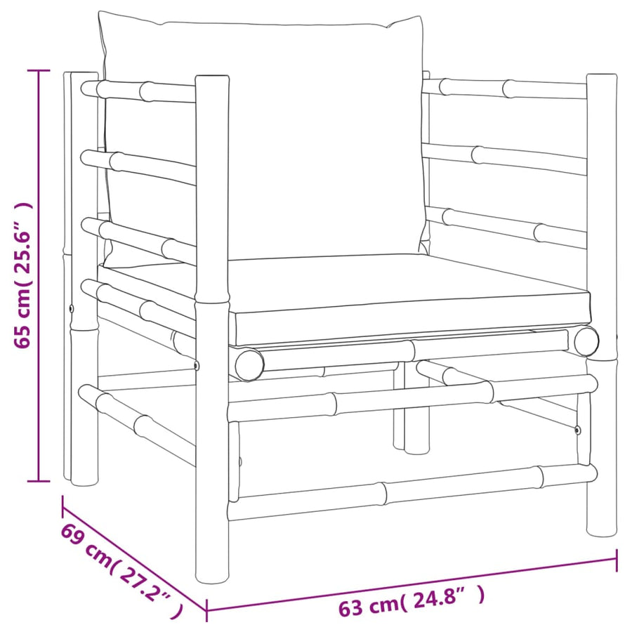 7-Delige Loungeset Met Kussens Bamboe Groen 3x corner + 2x middle + table + chair