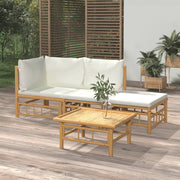 Loungeset 4-delig bamboe crèmewit