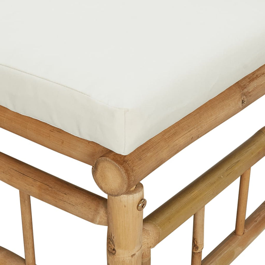 Tuinhoekbanken 2 St Met Kussens Bamboe Wit Crème 2x hoek