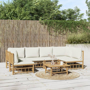 Loungeset 7-delig bamboe crèmewit