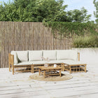 Loungeset 6-delig bamboe crèmewit