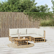 Loungeset 5-delig bamboe crèmewit