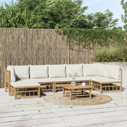 Loungeset 8-delig bamboe crèmewit