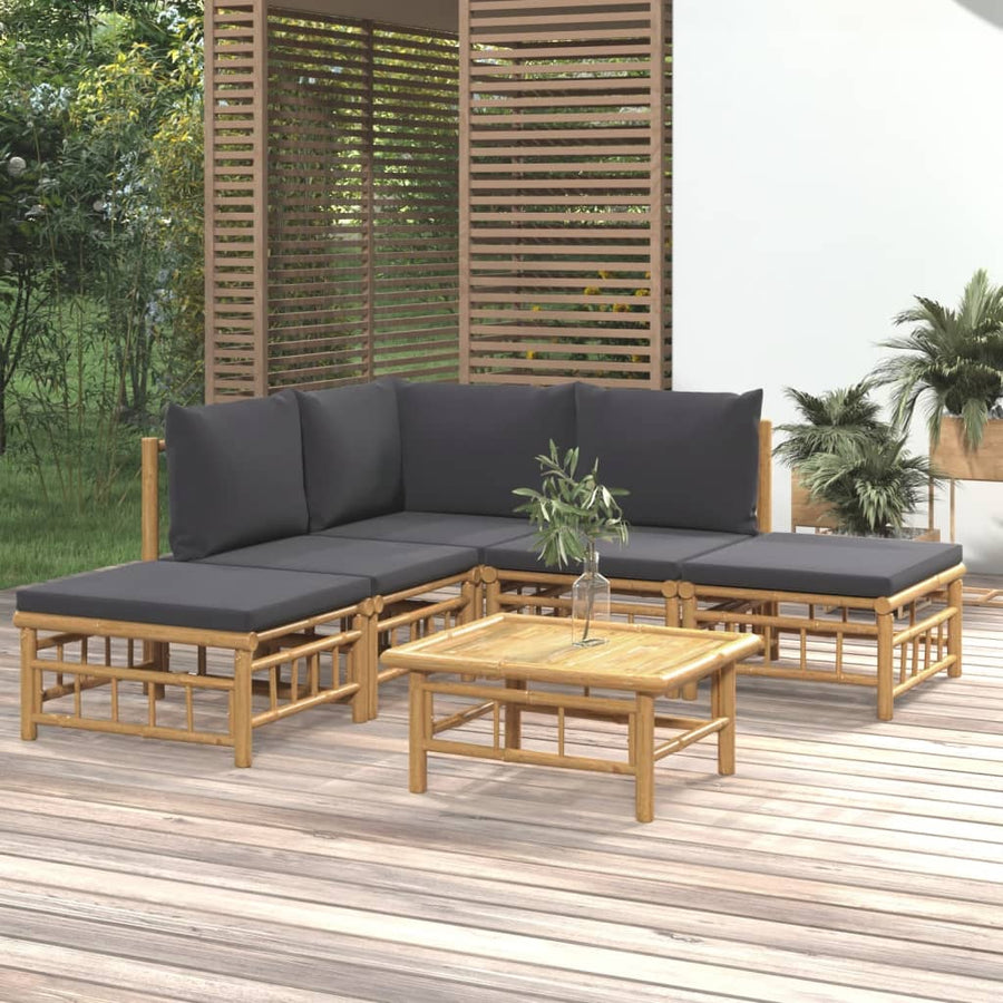 6-Delige Loungeset Met Kussens Bamboe 1