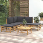 Loungeset 6-delig bamboe bruin
