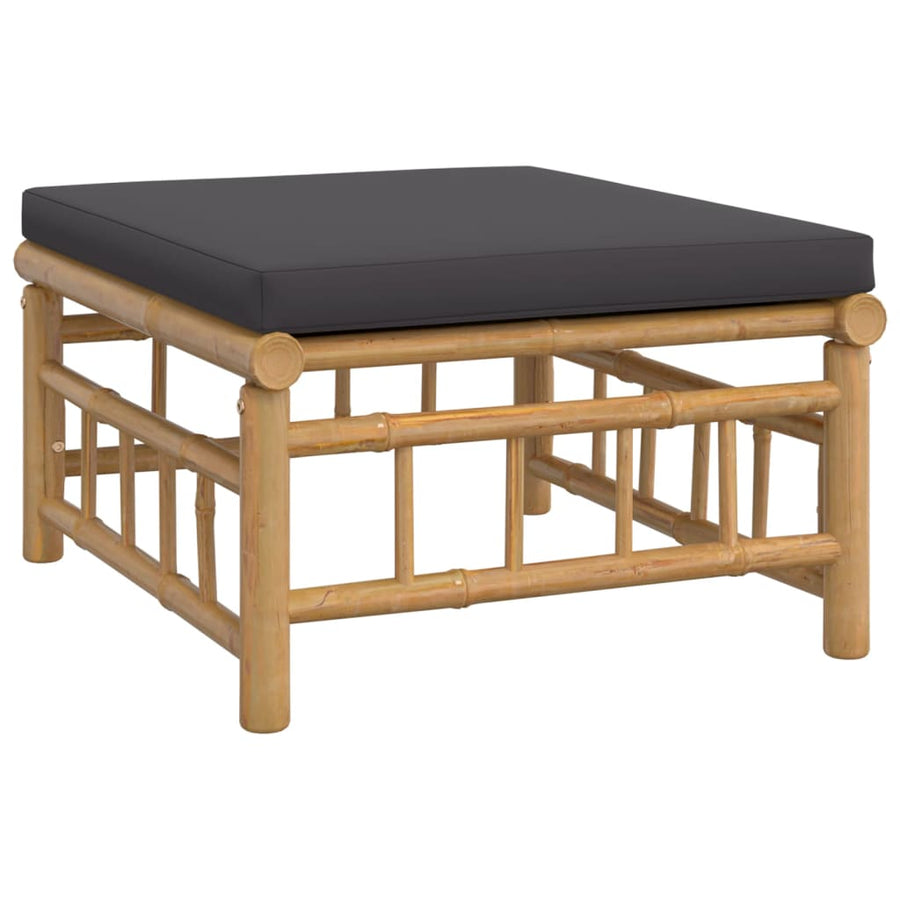 4-Delige Loungeset Met Kussens Bamboe Donkergrijs hoek + midden + voetensteun + Tafel
