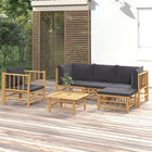 Loungeset 6-delig bamboe bruin