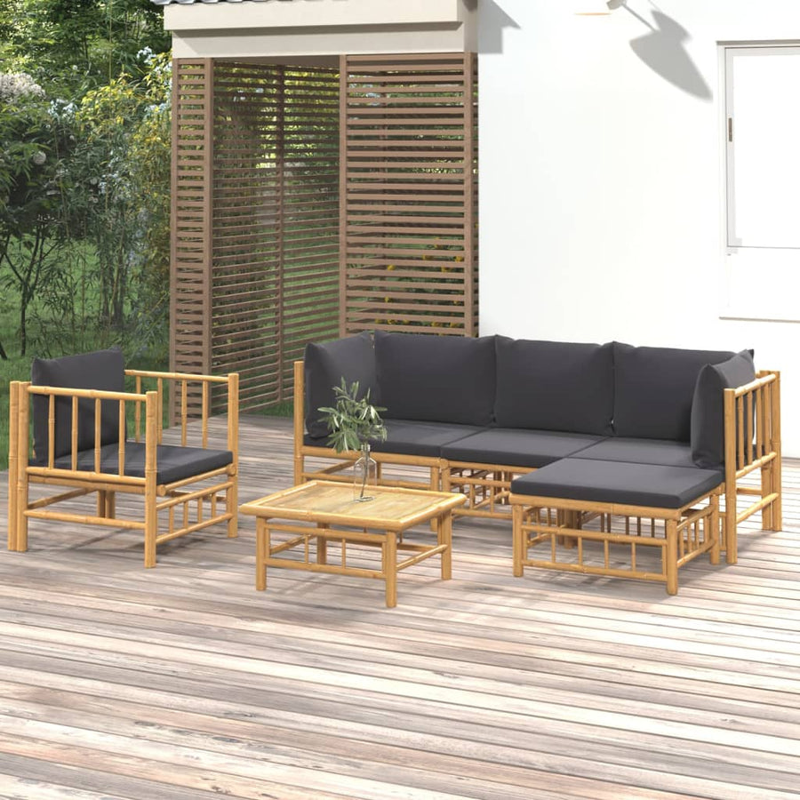 6-Delige Loungeset Met Kussens Bamboe 1