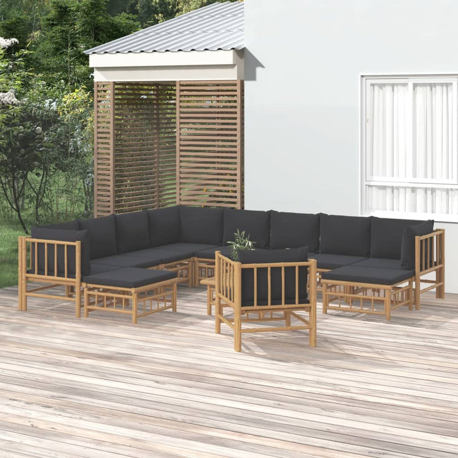 12-Delige Loungeset Met Kussens Bamboe 1